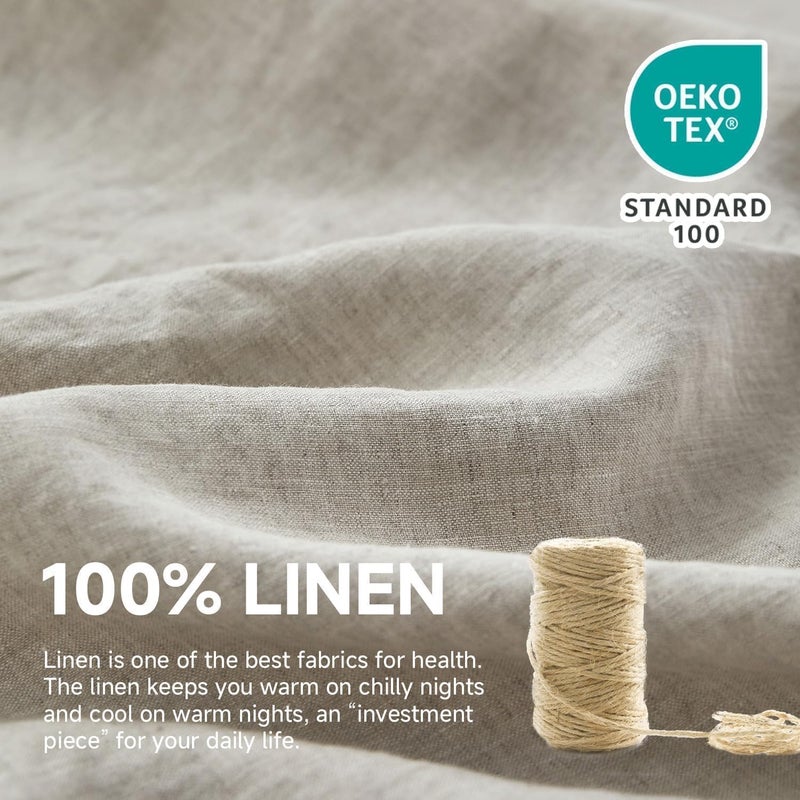 Simple&Opulence 100% Linen Duvet Cover Set, 3 PCS Natural French Flax Ruffle Duvet Cover King Size, Breathable Comfy Linen Bedding Comforter Cover with 2 Pillowcases (Natural Linen, 104" X 92") - Image 4